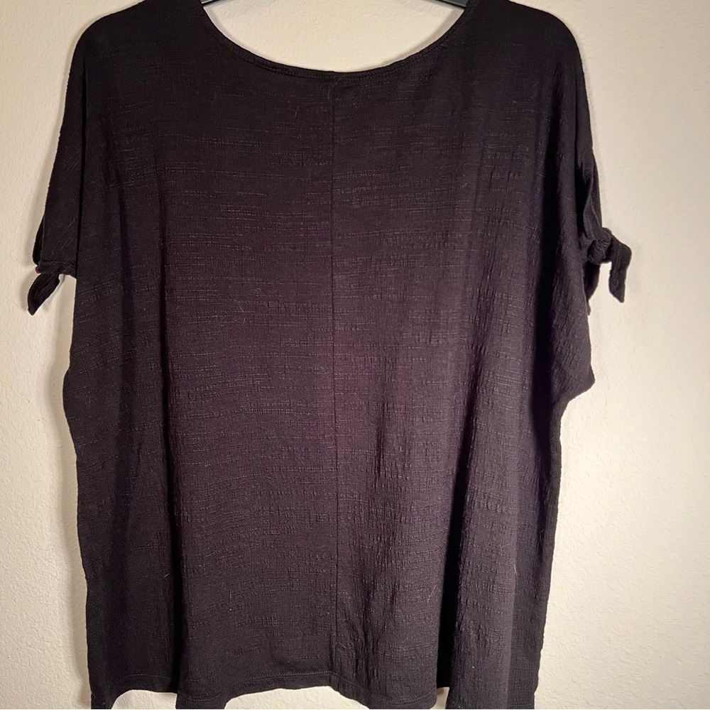 Max Studio Black Scoop Neck Tie Sleeve Blouse - Picture 4 of 6